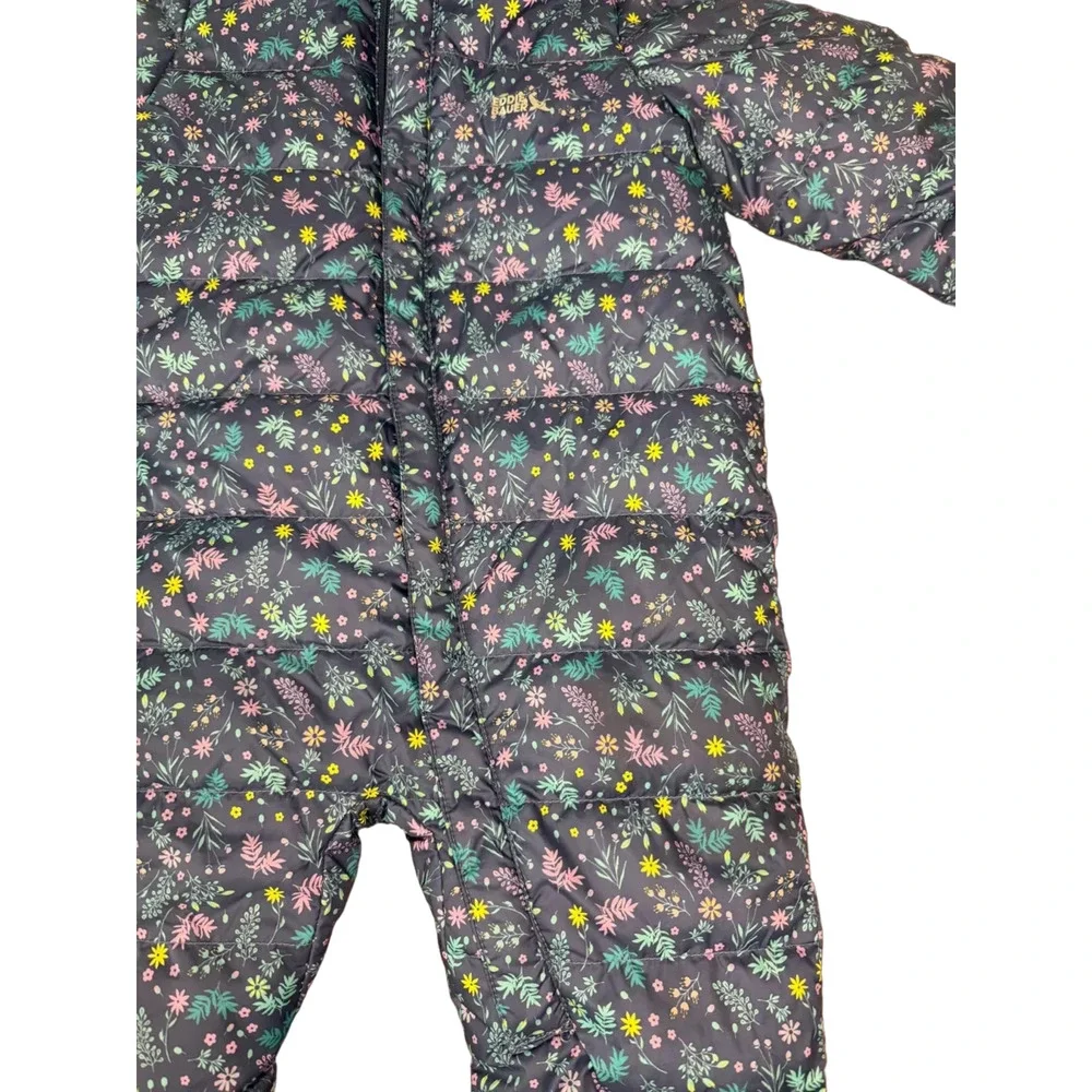 Eddie Bauer Floral Puffer Snowsuit Baby Bunting Navy